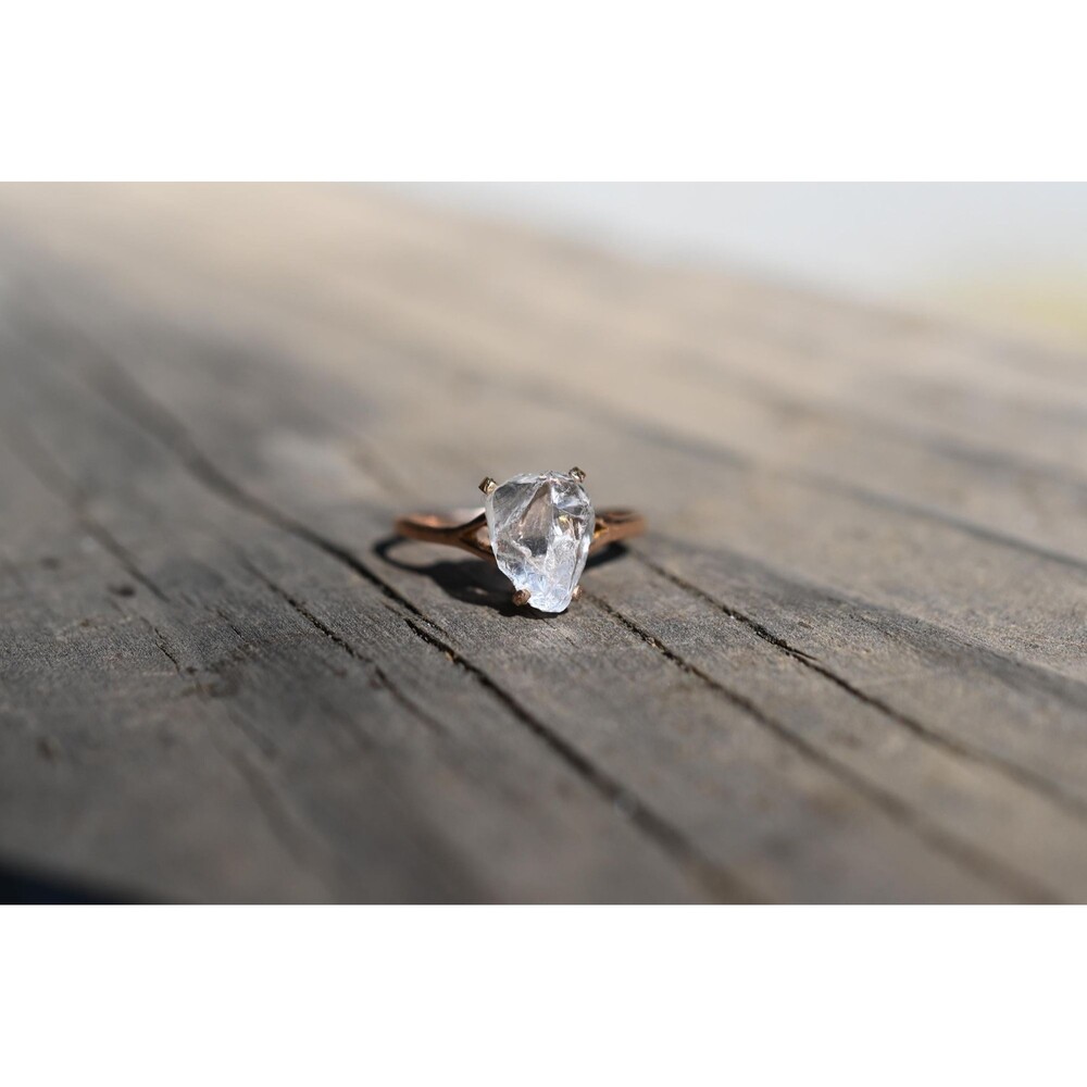 Solid 14k rose gold engagement ring with Lake County diamond